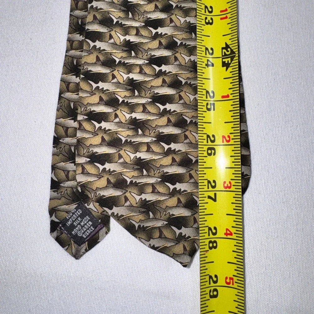 Karen Bierce Nature Conservancy Silk Tie Lot 2 Fruit Bat Dusky‎ Shark Vintage